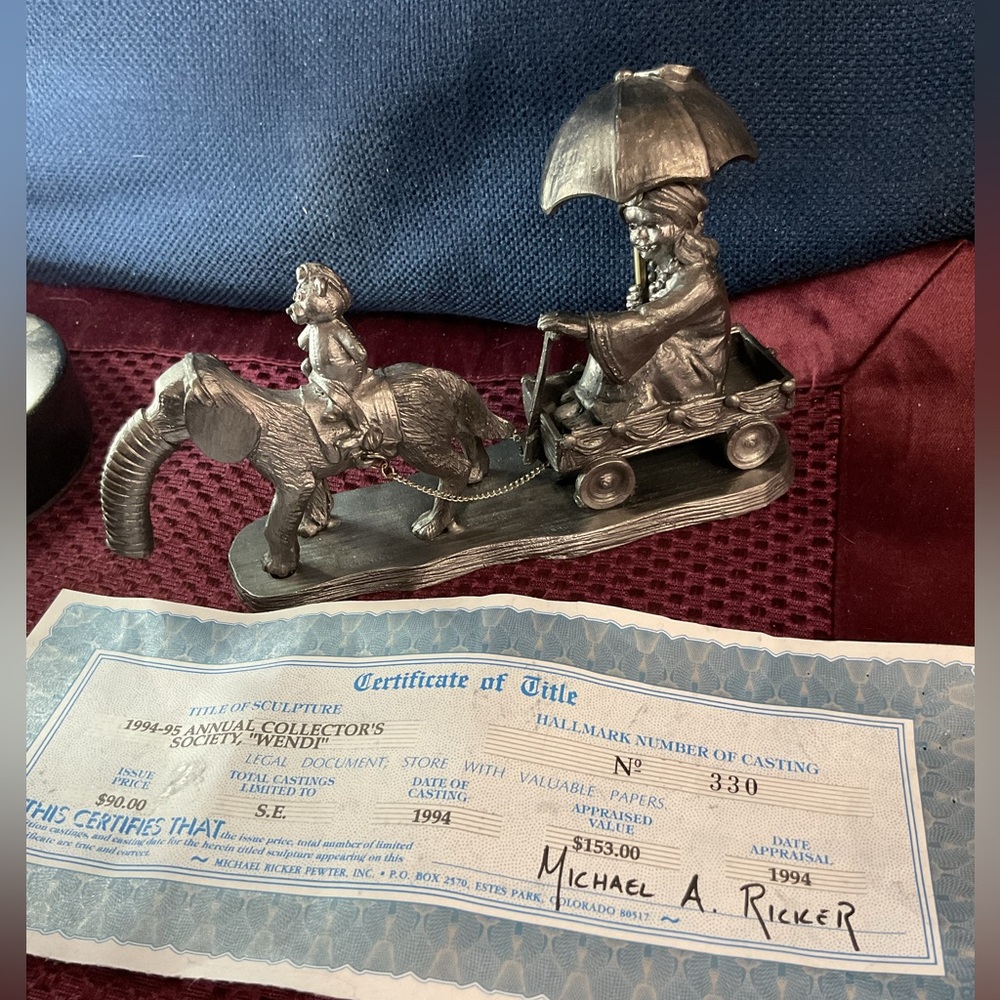 Michael A Ricker Pewter sculpture “Wendi” Back yard circus parade